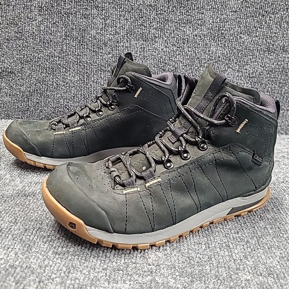Oboz Bozeman Mid Hiking Boots Womens 8.5 Black Leather Outdoor B-Dry Trail Ankle